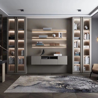 Armoire à vin de salon moderne personnalisée en bois chaud verre métal avec rangement extensible pour armoires de bar