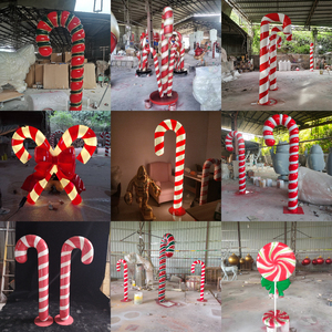 Enormi Bastoncini di Zucchero Giganti Commerciali in Vetroresina per Esterni Esposizione di Decorazioni Natalizie - Product Image 3