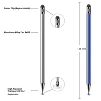 Lápiz Capacitivo de Metal Ligero de Doble Punta con Punta de Silicona Redonda para Tabletas y Teléfonos con Pantalla Táctil