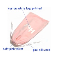 Sac à main en velours doux rose bébé, sac à chaussures avec cordon de serrage, impression de logo personnalisé