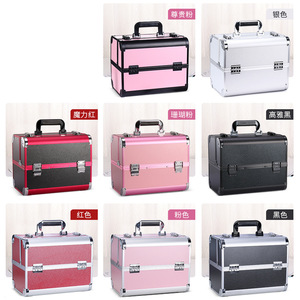 Estuche cosmético profesional de aleación de aluminio con cerradura y asa desmontable para almacenamiento de maquillaje y productos de belleza - Product Image 2