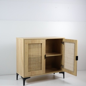 Armoire de rangement en bois à <span class=keywords><strong>2</strong></span> <span class=keywords><strong>portes</strong></span> en rotin moderne, <span class=keywords><strong>buffet</strong></span> de style bohème pour salon et chambre - Product Image 3