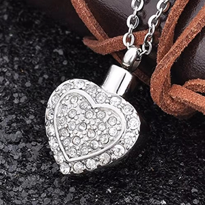 Joyería de cremación, collar de ceniza de hueso en forma de corazón de cristal de acero inoxidable, COLLAR COLGANTE de joyería de recuerdo conmemorativo - Product Image 5