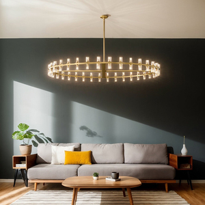 Candelabro redondo de sala de estar personalizado de China, candelabros de techo alto y luces colgantes - Product Image 1