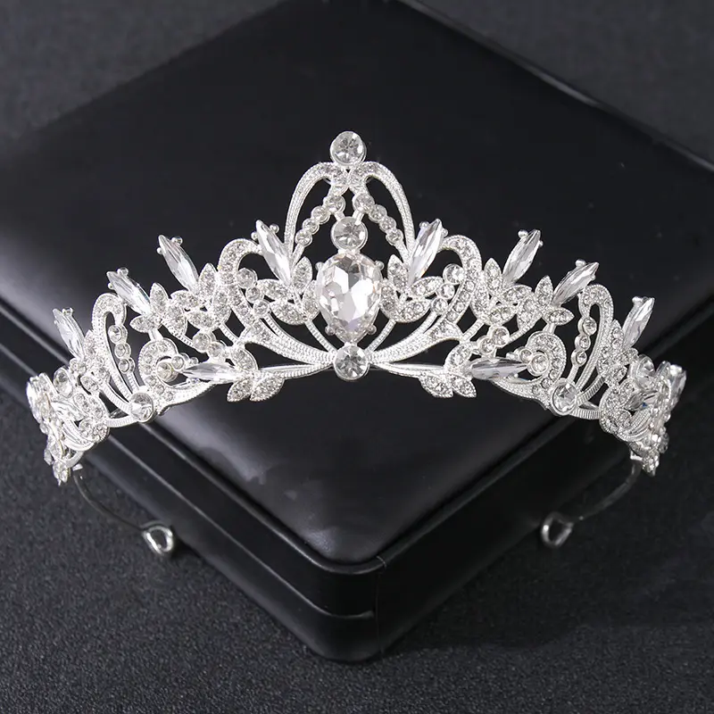 luxury handmade silver rhinestone crystal princess bridal tiara crown for wedding