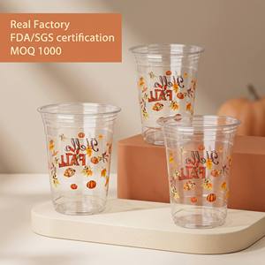 Gobelets en plastique jetables, calibre 95 mm, 14 oz, bord large, transparents, en PET, impression numérique, logo personnalisé, pour fêtes, beer pong, université - Product Image 1