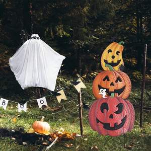 Letrero de Pared de Calabaza de Halloween de 36 Pulgadas Más Vendido, Decoración Metálica Pequeña para Exteriores, Jardín, Patio y Césped - Product Image 1