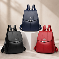 Supplier Tas Ransel Wanita PU Litchi Grosir, Tas Ransel Perjalanan dengan Gesper Bunga Custom, MOQ Rendah 2 untuk Pasokan Global