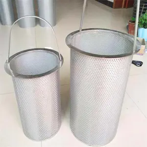 Filtro de metal perfurado de aço inoxidável/aço carbono, malha de fio de malha, cesta, filtro