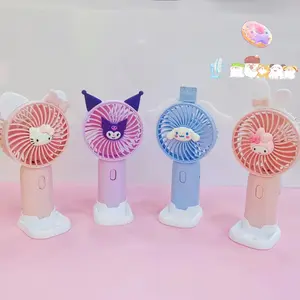 Kawaii Sanrio la mia melodia Kuromi Cinnamoroll Kittycat Mini Desktop Fan portatile USB ricarica grandi studenti vento elettrodomestici giocattolo