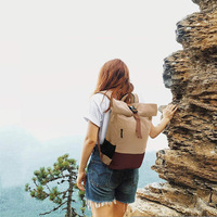 Roll Top Sac à dos unisexe Oxford antivol avec port de charge USB souple GPS Sac à dos de randonnée