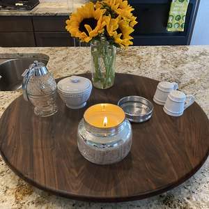 Organisateur Lazy Susan en bois <span class=keywords><strong>de</strong></span> noyer noir <span class=keywords><strong>de</strong></span> 24 pouces, plateau tournant rond en bois massif, plateau rotatif pour table/<span class=keywords><strong>comptoir</strong></span> - Product Image 5