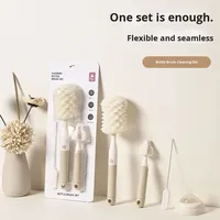 Ensemble de brosses de nettoyage multifonctionnelles en plastique durable pour sucette et bouteille avec poignée droite, tasse à bouteille avec insertion de carte