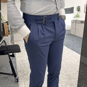 Custom <b>Mens</b> Royal Blue <b>Double</b> <b>Pleated</b> <b>Trousers</b> Slim Fit Formal Suit Pants Office Business Wear Tailored Dress <b>Trousers</b> New Fit - Product Image 2