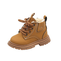 Bottes chaudes de style britannique pour enfants d'hiver 2025, chaussures de sport pour filles et garçons, dessus en cuir synthétique, semelle extérieure en caoutchouc, chaussures de sport artificielles