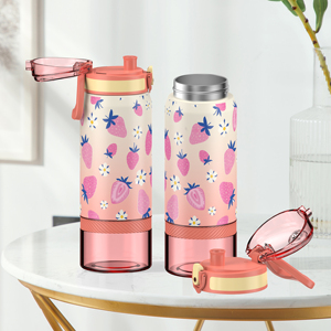 Bouteille d'eau isotherme sport avec poignée, gourde thermique pour le voyage, la gym, le camping, gourde sous vide - Product Image 1