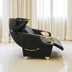 Sillón de Peluquería Moderno de Cuero con Reposapiés Ajustable y Lavabo de Cerámica, Diseño Portátil para Spa Capilar y Barbería - Product Image 2