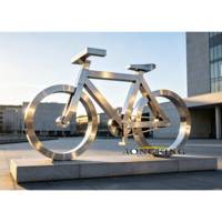Escultura de Bicicleta Abstracta Grande de Acero Inoxidable, Estatua Moderna de Metal para Exteriores, Decoración Artística Pública para Plazas Urbanas