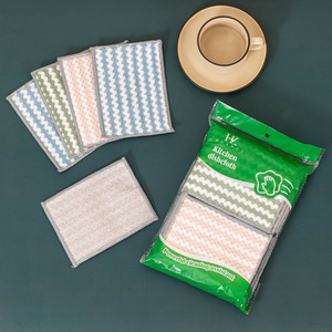 Kitchen Dishcloth Microfiber Square Stripe Pattern Water Absorbent Cleaning Cloth For Pots And Pans - Product Image 1