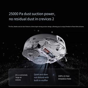 Robot Aspirador Inteligente DJI ROMO de Alta Succión 25000Pa con Limpieza Térmica Transparente Evasión de Obstáculos y Luz Ultravioleta para Pisos del Hogar - Product Image 5