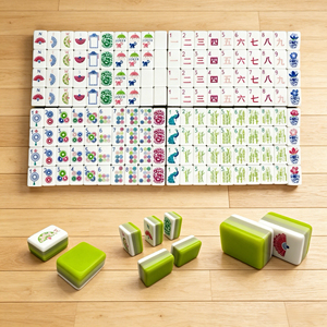 Super Good Looking Acrylic <b>Mahjong</b> Tile <b>Set</b> Classic Portable Game For 4 Players White Color With Colorful Patterns - Product Image 5