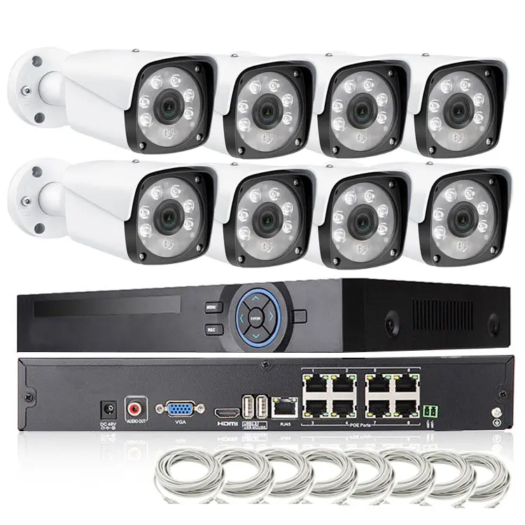 H265 complet IP filaire balle 8 caméra NVR Kit sécurité 8MP 4K POE 8 canaux système de caméra de vidéosurveillance