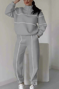 Unisex <b>Black</b> Solid Hooded Tracksuit Full Sleeve Half-Zip Sporty <b>Jogger</b> Set Adult Casual Wear - Product Image 3