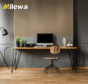 Panneau mural acoustique en bois, design 3D à lattes, panneau insonorisant en PET, placage en chêne pour hôtel, appartement, intérieur - Product Image 3