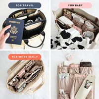 Wickeltaschen-Organizer mit Reißverschlusstasche für Damenhandtaschen, Inneneinsatz mit Taschen, herausnehmbare transparente Tragetasche