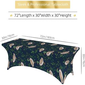 Cubierta de mesa de Spandex elástica Rectangular de lujo personalizada, mantel de fiesta de banquete de boda de pato real para hoteles - Product Image 3