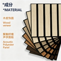 Panel Acústico Decorativo de Chapa de Madera PET, Panel de Pared Absorbente de Sonido con Revestimiento de Poliéster, Decoración Acústica Interior