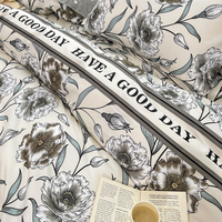 Parure de Lit Imprimée Florale et Végétale en Teinture Active Personnalisée, Tissu Polyester de Qualité Supérieure avec Jupe de Lit, Taies d'Oreiller et Housse de Couette