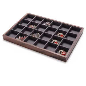 Luxury Jewelry Wooden Pu Leather Jewelry Storage Tray <b>Plate</b> <b>Ring</b> Pendant Necklace Display Tray for Jewelry Counter - Product Image 5