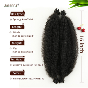 Julianna 16 24 28 Pouces Expression Pré-Gonflée Poppin Twist Ressort <span class=keywords><strong>Afro</strong></span> Twist Cheveux à Tresser au Crochet <span class=keywords><strong>Afro</strong></span> Spring Twist - Product Image 2