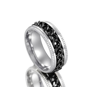 Anillos de cadena de acero inoxidable, anillos de moda unisex chapados en oro de 18 quilates para regalo DJ066 - Product Image 2