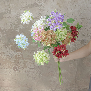Rama de Hortensia Artificial de Tela de Seda, Blanca, Rosa, Verde Claro, Azul Claro, Morado, Marrón, Rojo Vino, Decoración para el Hogar y Bodas - Product Image 1