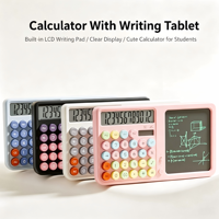 Calculadora 2 en 1 con tableta de escritura LCD, pantalla de 12 dígitos, bloc de escritura portátil borrable para estudiantes, oficina, escuela, papelería