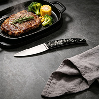 Couteaux à steak personnalisés avec logo, 6 pièces, lame tranchante, manche noir scintillant, pour restaurant, fête, dîner