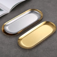 Plateau de rangement doré en acier inoxydable, présentoir pour bijoux de fruits, organisateur de meubles de cuisine, support de rangement pour toilettes en métal