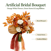 Bouquet de mariée orange automnal, fleurs artificielles en tissu de soie, décoration florale pour la cérémonie de mariage