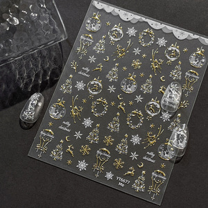 TSZS Noël Elk Guirlande Renne En Relief <span class=keywords><strong>Nail</strong></span> <span class=keywords><strong>Art</strong></span> Autocollant Argent Or Noël Flocon De Neige <span class=keywords><strong>Nail</strong></span> <span class=keywords><strong>Art</strong></span> Stickers - Product Image 2