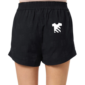 Pantalones Cortos Deportivos de Cintura Media de Felpa Suave de Alta Calidad Personalizados para Mujer, Estilo Básico de Otoño, Corte Holgado, Color Negro - Product Image 4