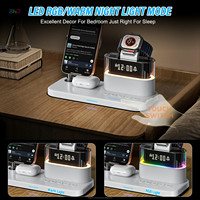 Draadloze oplaadstation met aangepaste logo, LED RGB-verlichting, draagbaar, multifunctioneel, met wekker