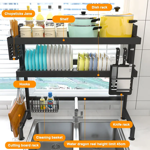 Hợp Thời Trang Mở Rộng Bồn Rửa Nhà Bếp Giá 2-Tầng Món Ăn Khô Trạm Với Đồ Dùng Móc Hiện Đại Nhà Bếp Phụ Kiện - Product Image 2