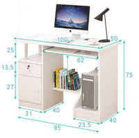 Bureau d'ordinateur en bois intégré avec tiroirs, table d'étude, bureau pour chambre à coucher