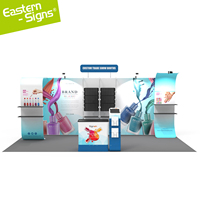 Stand d'exposition portable avec logo personnalisé, mur de fond en alliage d'aluminium, montage facile pour salons professionnels et expositions