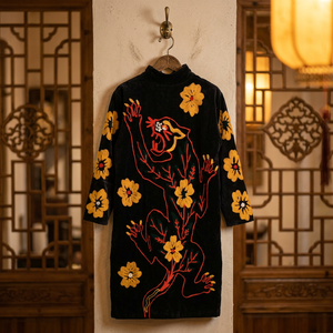 Túnica Bordada de Inspiración Tradicional con Detalles Estampados, Mangas Largas, Ropa Festiva para Adultos, Prenda de Moda para Ocasiones Especiales, 100% Algodón - Product Image 1