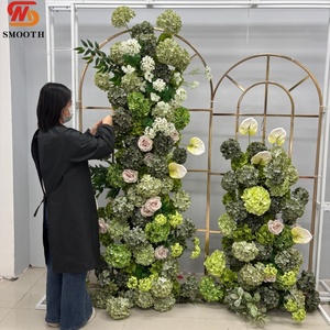 SMOOTH Custom Forest Style <b>Artificial</b> Green <b>Hydrangea</b> Rose Flora Runner <b>Flower</b> ball Set - Product Image 2