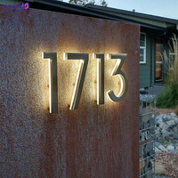 Lettres lumineuses LED en acier inoxydable rétroéclairées pour enseigne, numéro de chambre d'hôtel, plaque murale logo, décoration maison et entreprise