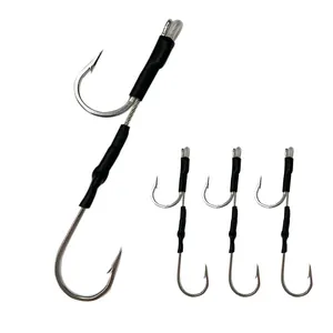 Double gang Hook Rig for Trolling and Chunking Saltwater Double Trolling lure Hooks Big Game Forged Stainless Steel Double Hooks